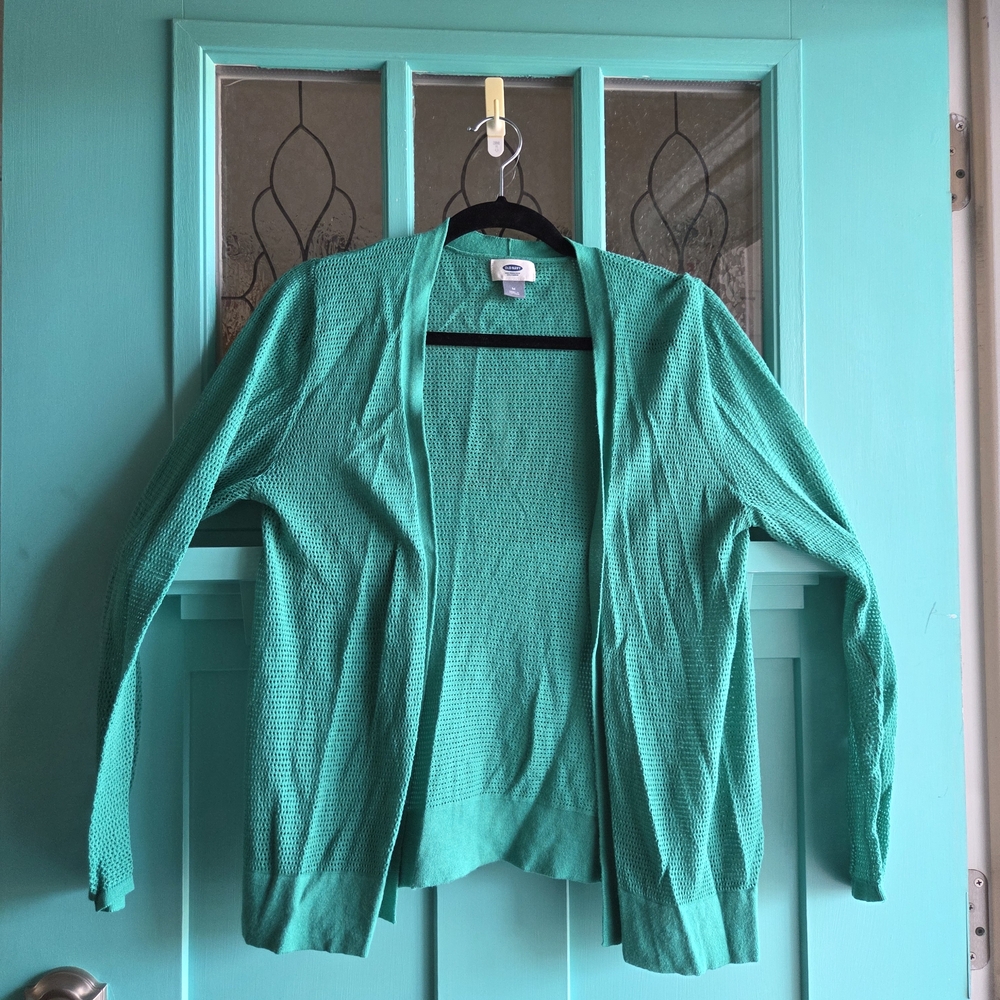 Women's Teal Open-Front Sweater